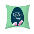 Fodera per cuscino pasquale a pois verdi con stampa uovo Happy Easter decorativa - Sfondo Verde Punti Uovo Blu Scuro (TPR354-18)