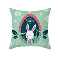 Federa pasquale con sfondo verde e motivo a uovo rosa per l'arredamento di casa - Verde Chiaro Uovo Rosa Piccolo Coniglio Bianco (TPR354-19)