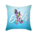 Federa per cuscino pasquale azzurra a pois con stampa di uova colorate - Blu Chiaro Punteggiato Uovo di Pasqua Fiore (TPR354-20)