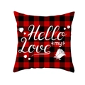 Red and black buffalo plaid Valentine pillow case with Hello My Love text and rose - Plaid Background Rose Text Style (TPR360-5)