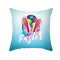 Federa per cuscino Pasqua con orecchie di coniglio e uova colorate su sfondo blu - Sfumatura Blu Punti Orecchie di Coniglio (TPR354-21)