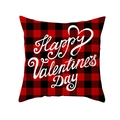 Red and black buffalo plaid Valentine's Day pillow case with Happy Valentine's Day text - Plaid Holiday Greeting Style (TPR360-6)