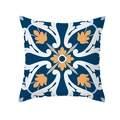 Quadratischer Kissenbezug mit blauem Barockmuster und orangefarbenen Blumen - Retro Barock Orange-Blaues Blumenmuster (TPR331-29)