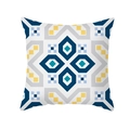 Housse de coussin à motifs mandala bleu marine et jaune en tissu peau de pêche doux - Collage d'Étoiles Mandala (TPR329-33)