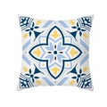 Kissenbezug aus Pfirsichhaut mit blau-gelbem mediterranem geometrischem Muster - Mediterranes Blau-Gelbes Radiales Muster (TPR331-30)