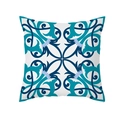 Kissenbezug mit blau-zyanfarbenem geometrischem Fliesenmuster für das Sofa - Marokkanische Fliesentechnik Cyanblau (TPR331-31)