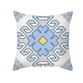 Housse de coussin en peau de pêche avec motif nordique bleu et jaune pour canapé - Géométrique Nordique Bleu Gris Jaune (TPR329-36)