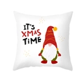 White square pillowcase with red Christmas gnome print and It's Xmas Time text - Christmas Star Hat Gnome Style (TPR360-10)