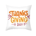 White Thanksgiving pillow case featuring orange Thanksgiving Day text and turkey harvest prints - THANKSGIVING DAY Orange-Yellow Gradient Letters (TPR391-4)
