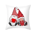 Valentine gnome cartoon peach skin cushion cover with red heart print on white background - Gnome Holding Heart Classic Style (TPR360-11)