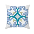 Housse de coussin carrée avec motifs floraux géométriques bleus et jaunes - Art Symétrique Bleu Cyan Jaune (TPR329-38)