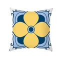 Pfirsichhaut-Kissenbezug mit gelbem Blumenmuster auf dunkelblauem Hintergrund - Große Gelbe Blume Marineblaues Rollenmuster (TPR331-36)