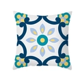 Housse de coussin carrée avec motifs géométriques méditerranéens bleu et jaune - Carreaux Rétro Méditerranéens Bleu Jaune (TPR329-40)