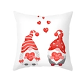 Red Valentine's Day gnome pillowcase with I Love You heart print on white peach skin - Double Gnomes Holding Heart Style (TPR360-14)