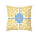 Quadratischer Pfirsichhaut Kissenbezug mit blauen Blumen und gelben Blattmustern - Blaue Blume Gelbes Blatt Kreuz (TPR331-37)