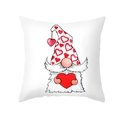 Valentine gnome cushion cover with red heart pattern on white peach skin fabric - Heart Decor Hat Gnome Style (TPR360-16)