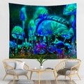 Colorful mushroom castle tapestry neon forest wall hanging for bedroom home decor - 95*73cm / Neon Cyan Mushroom Forest (CGT059-4) / Brushed Peach Skin
