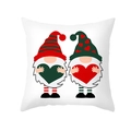White square Valentine pillowcase with cartoon gnomes and red heart print designs - Green and Red Heart Gnomes Style (TPR360-17)