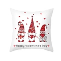 Valentine's Day pillowcase featuring cartoon gnomes and red heart patterns on white peach skin - Three Gnomes Valentine's Blessing Style (TPR360-18)