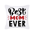 Λευκό τετράγωνο κάλυμμα μαξιλαριού με Best Mom Ever γραμματοσειρά και κόκκινα σχέδια - Best Mom Ever Ακτινοβόλες Καρδιές (TPR365-7)