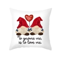 Cartoon gnome couple Valentine pillow cover with red heart balloon and peach skin fabric - Gnome and Heart Balloon Message Style (TPR360-20)