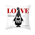 White pillowcase with red LOVE text and cute Valentine's Day gnome print - Large Red LOVE with Gnome Style (TPR360-22)