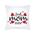 Λευκή θήκη μαξιλαριού με το κείμενο 'Best Mom Ever' και μικρές κόκκινες καρδιές - Χειρόγραφο Best Mom Ever Καρδιές (TPR365-10)