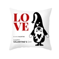 Valentine pillow case featuring red LOVE text and cute gnome on soft peach skin - Black Illustration Gnome and LOVE Style (TPR360-23)