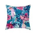 Peach skin pillowcase featuring tropical violet parrot and hibiscus flower print - Cockatoo and Hibiscus (TPR337-5)