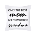 Λευκή μαξιλαροθήκη με μαύρο κείμενο Best mom promoted to grandma για διακόσμηση - Η Καλύτερη Μαμά Προήχθη σε Γιαγιά (TPR365-16)