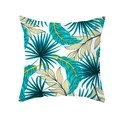 Peach skin pillowcase featuring tropical teal and yellow palm leaves on white background - Simple Cyan Beige Palm (TPR337-7)