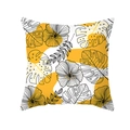 Tropical monstera leaf print on peach skin pillowcase with modern yellow and black details - Modern Art Plants (TPR337-9)