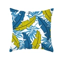 Tropical peach skin pillowcase with yellow and blue palm leaf print on white - Yellow and Blue Banana Leaf (TPR337-10)