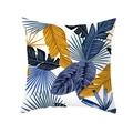 Peach skin pillowcase featuring tropical navy blue and ginger yellow plant patterns - Color Block Tropical Broadleaf (TPR337-11)