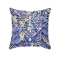 Tropical peach skin pillow cover with palm leaves and geometric patterns - Geometric Stripe Tropical Floral (TPR337-12)