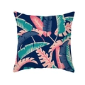 Tropical peach skin pillowcase featuring colorful palm leaf print on dark blue base - Navy Coral Pink Banana Leaf (TPR337-14)