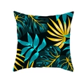 Peach skin pillowcase with vibrant tropical monstera leaf print on black background - Black Pop Art Tropical Leaf (TPR337-16)