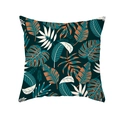Tropical peach skin pillowcase with green monstera and palm leaf print in square shape - Multicolor Contrast Jungle (TPR337-18)