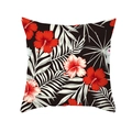 Tropical peach skin pillowcase featuring vibrant red hibiscus flowers on a dark background - Dark Tone Hibiscus (TPR337-21)