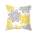 Housse de coussin carrée en peau de pêche à motif géométrique tournesol jaune et gris - Tournesol Floral (TPR375-6)