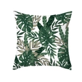 Peach skin pillow cover with tropical green monstera and beige palm leaf patterns - White Green Monstera Palm (TPR337-23)