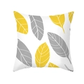 Housse de coussin nordique en peau de pêche avec motifs de feuilles jaunes et grises - Imprimé de Feuilles (TPR375-8)