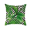 Peach skin pillowcase featuring tropical green leaves and black geometric diamond pattern - Geometric Diamond Tropical Leaf (TPR337-24)