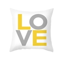 Housse de coussin moderne avec imprimé LOVE géométrique jaune et gris en peau de pêche - Lettres LOVE (TPR375-9)
