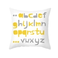 Housse de coussin peau de pêche avec motifs alphabétiques géométriques jaunes et gris - Alphabet (TPR375-10)
