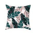 Tropical peach skin pillowcase with green monstera and pink leaf print on white - Fresh Two Tone Plant Leaves (TPR337-26)