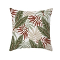 Peach skin pillow cover with tropical green and reddish-brown palm leaf prints - Exotic Warm Tone Tropical Leaf (TPR337-27)