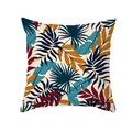 Tropical leaf print peach skin pillowcase with navy and orange botanical pattern - Bohemian Multicolor Tropical (TPR337-28)
