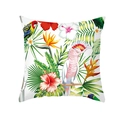 Peach skin square pillow case with tropical parrot, palm leaf, and hibiscus floral print - Tropical Parrot Floral (TPR337-29)