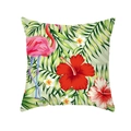 Peach skin pillowcase with tropical flamingo and green palm leaf botanical print - Flamingo Hibiscus (TPR337-30)
